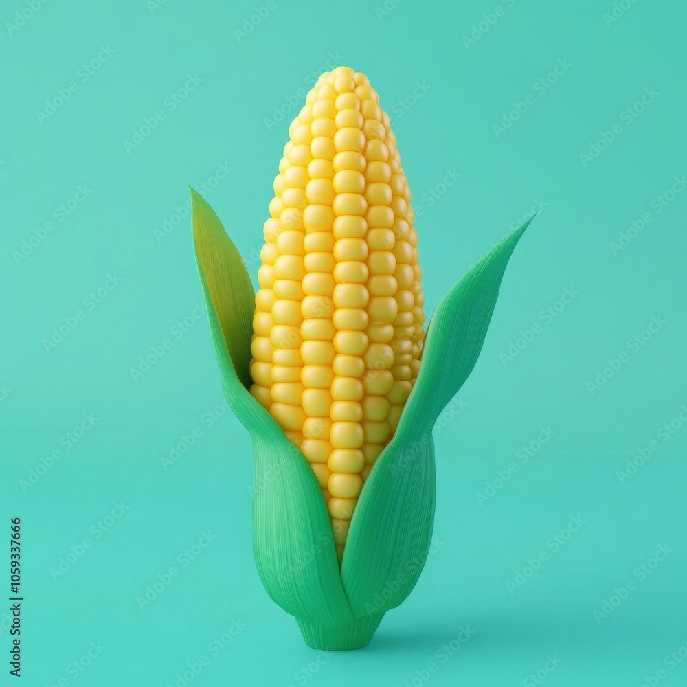 Obraz premium Vibrant Corn on the Cob Against Mint Green Background
