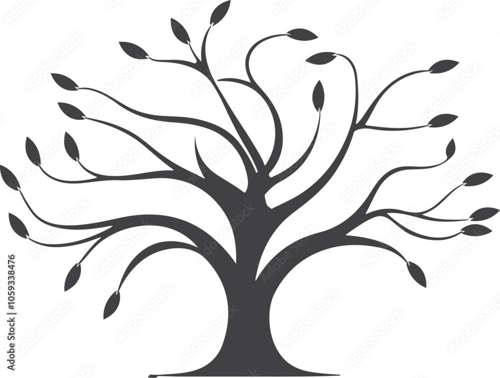Obraz premium black and white tree vector on white background