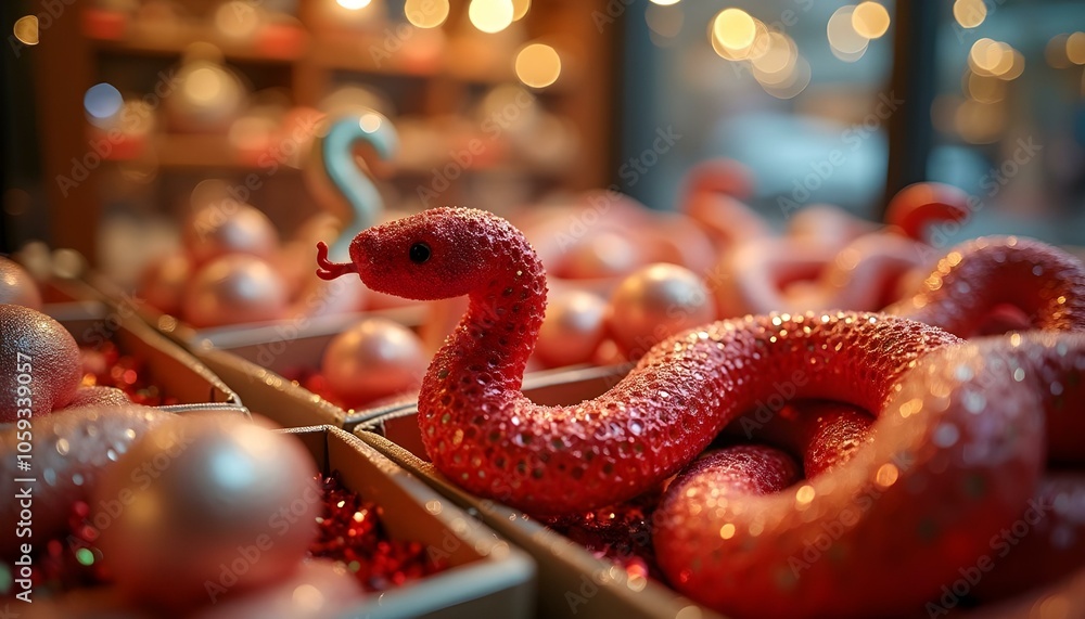 Pink Glittery Snake Christmas Ornament Decor Pink Glittery Snake Christmas Ornament Decor