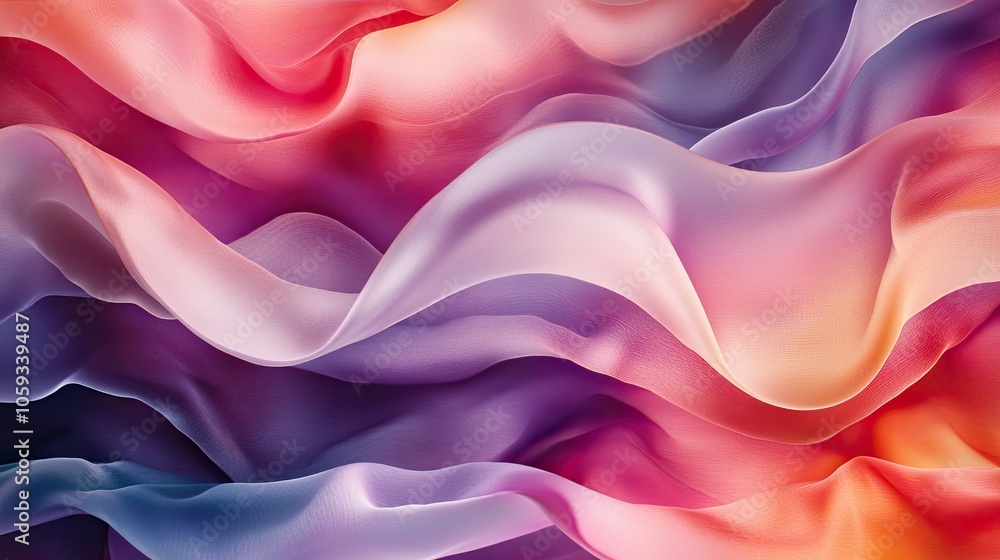 Obraz premium Soft, abstract waves in varied shades blend in a seamless pattern, creating a vibrant and flowing background.