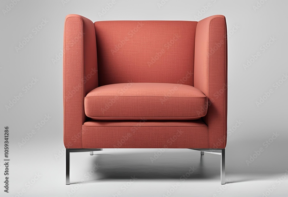 Discover the elegance of a modern armchair, showcased in a full-length front view, isolated on a pristine white background Discover the elegance of a modern armchair, showcased in a full-length front view, isolated on a pristine white background