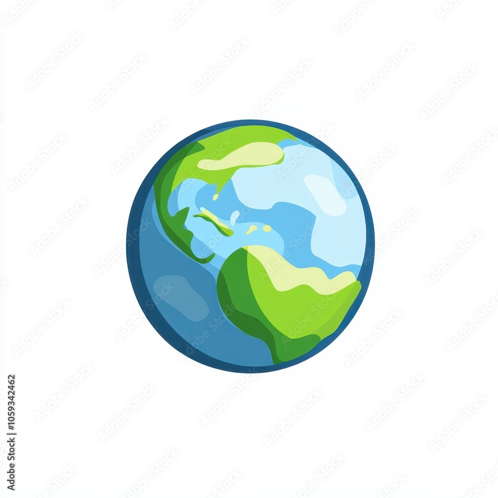 Cartoon Earth with Blue and Green Colors Cartoon Earth with Blue and Green Colors