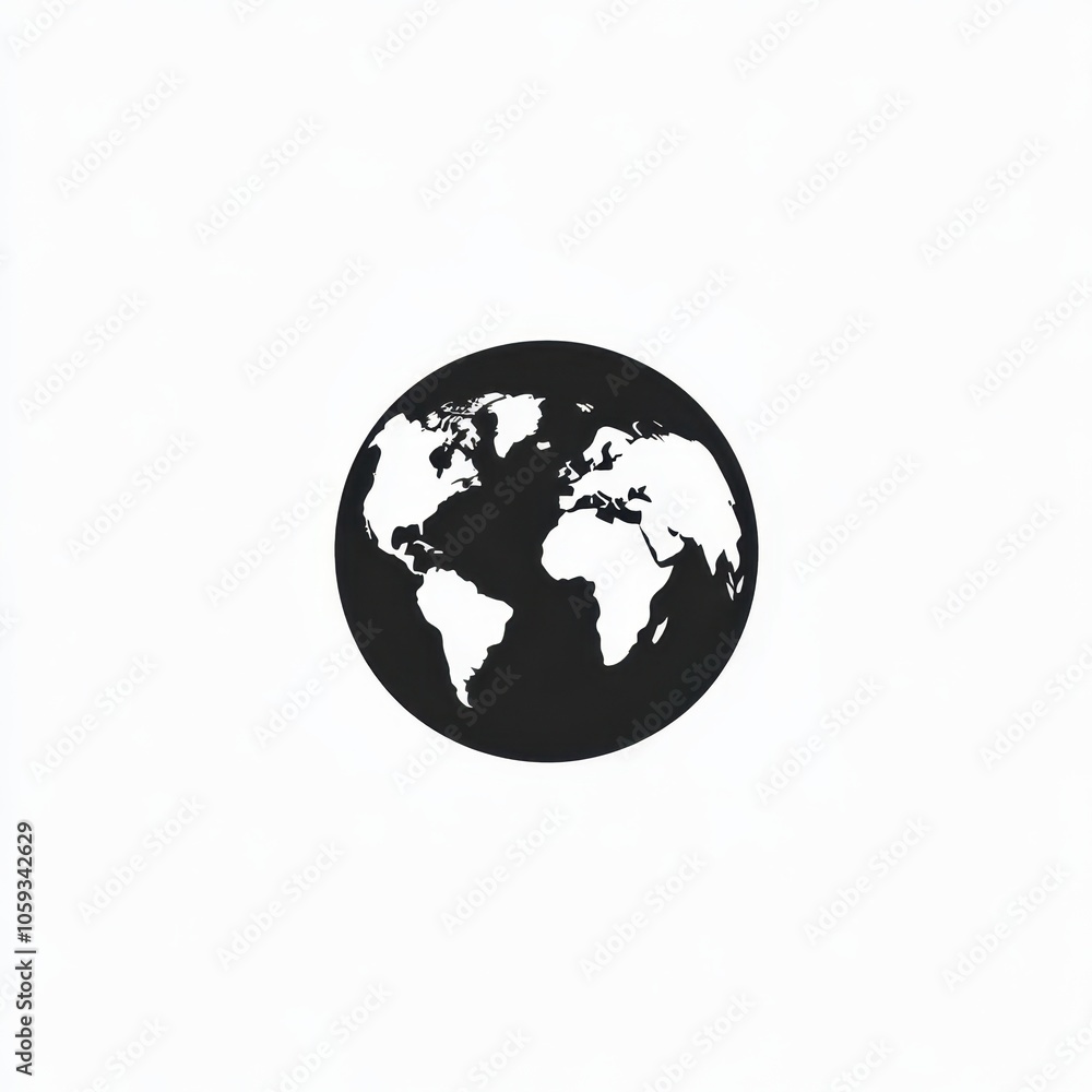 Simple Black and White Earth Icon Simple Black and White Earth Icon