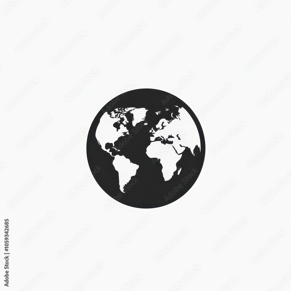 Simple Black and White Earth Icon Simple Black and White Earth Icon