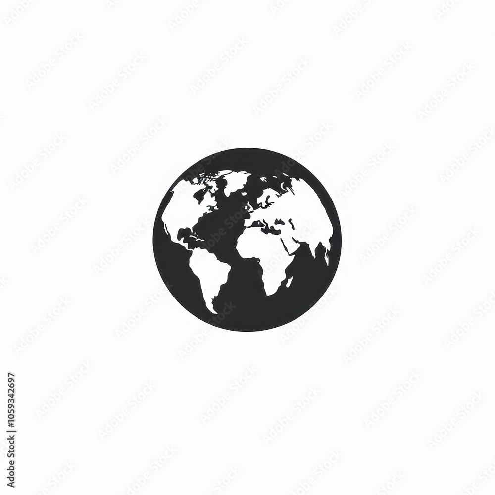 Simple Black and White Earth Icon Simple Black and White Earth Icon