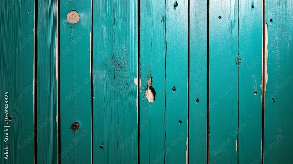 Fototapeta premium Rustic Teal Wood Plank Background Texture Worn Paint Vintage Design