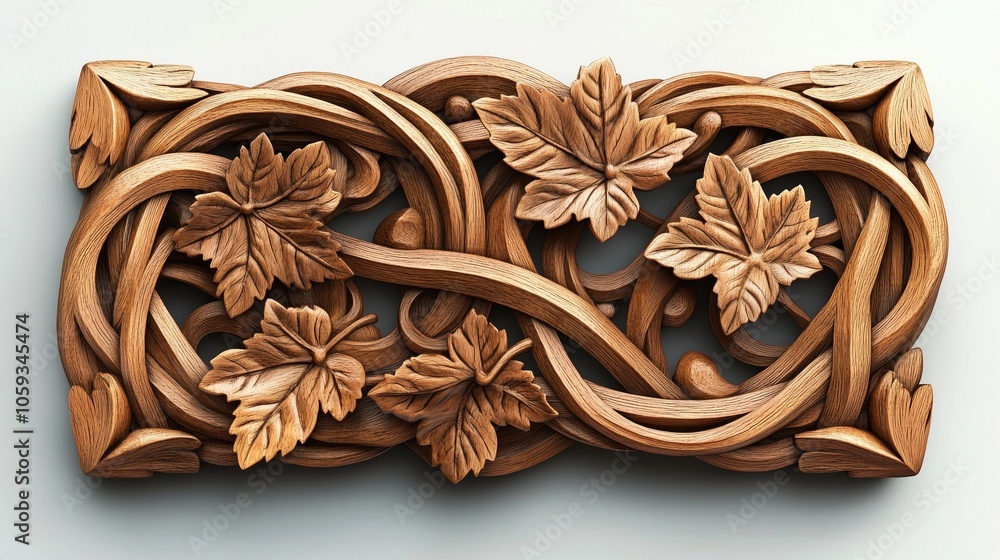 Intricate Wooden Leaf Carving Design Intricate Wooden Leaf Carving Design