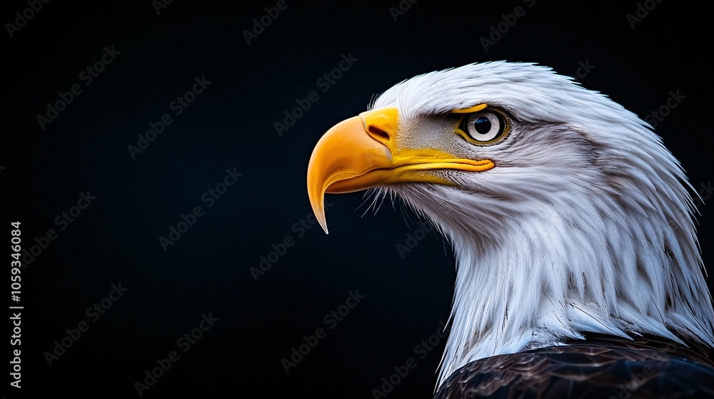 Fototapeta premium Majestic Bald Eagle Nesting: Close-up Portrait of Young Eagle on Nest Edge, Symbolizing Habitat Protection and Nurturing Environment