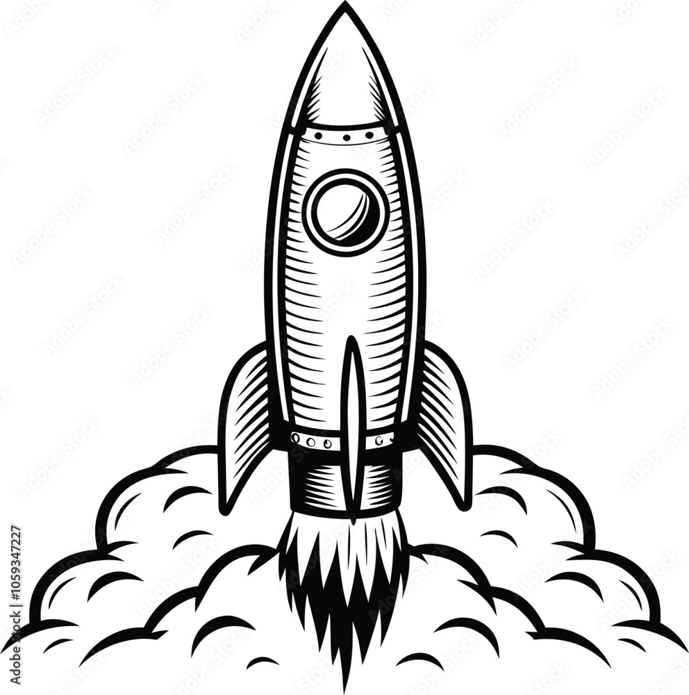 flying rocket vector illustration black and white flying rocket vector illustration black and white