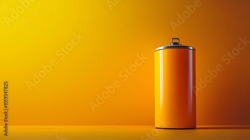 Yellow Trash Can on Yellow Wall.