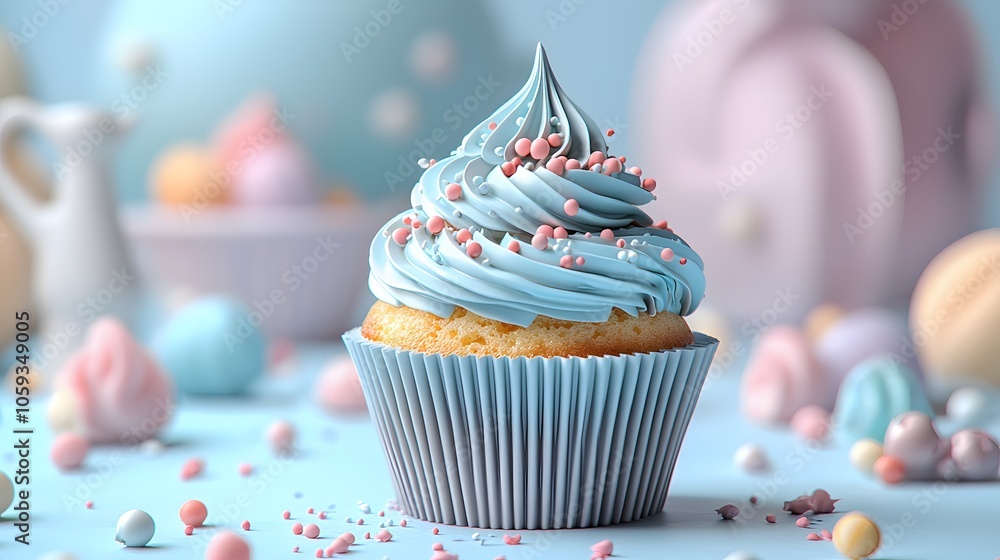 Blue Cupcake with Sprinkles. Blue Cupcake with Sprinkles.