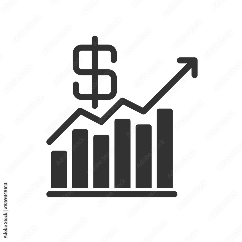 Income Growth Icon - Economy Growing Icon Income Growth Icon - Economy Growing Icon