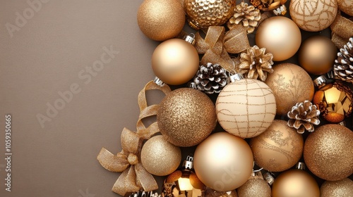 Elegant Gold Christmas Ornaments and Decorations photo