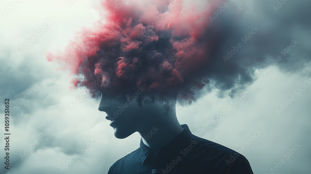 Head with Cloud of Red Smoke Head with Cloud of Red Smoke