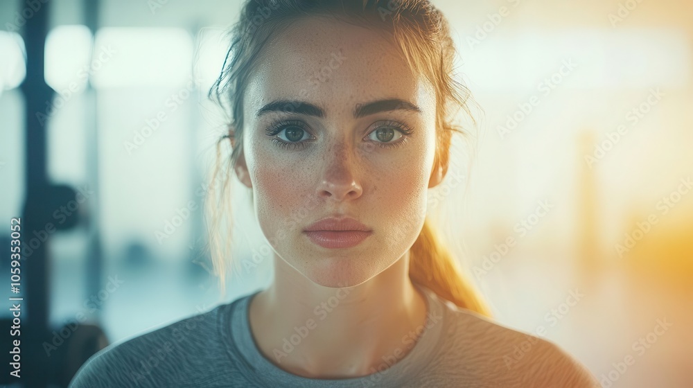 Woman in workout attire at gym, lifting weights, determined expression, power women, strength and fitness Woman in workout attire at gym, lifting weights, determined expression, power women, strength and fitness