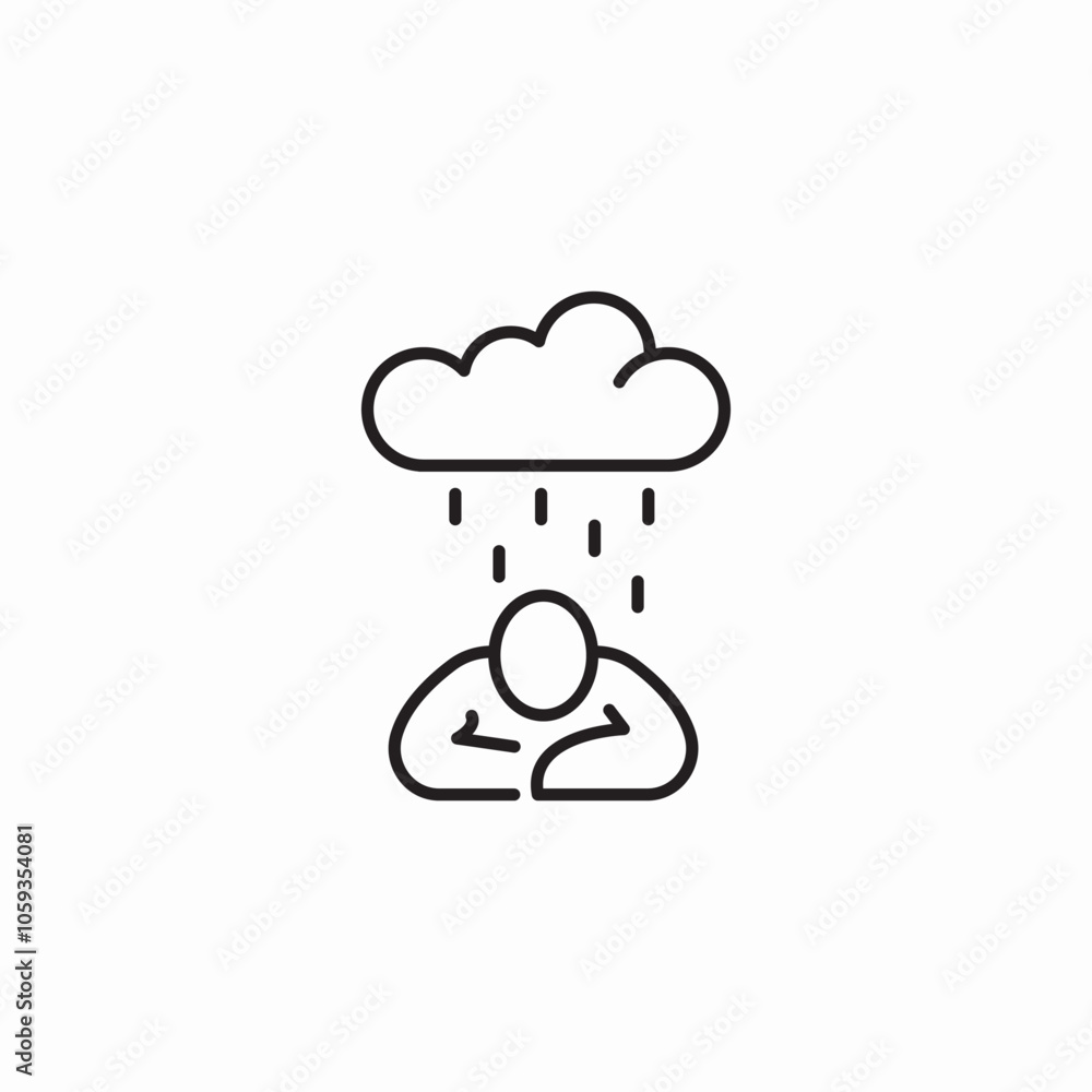 rain anxiety icon sign vector rain anxiety icon sign vector