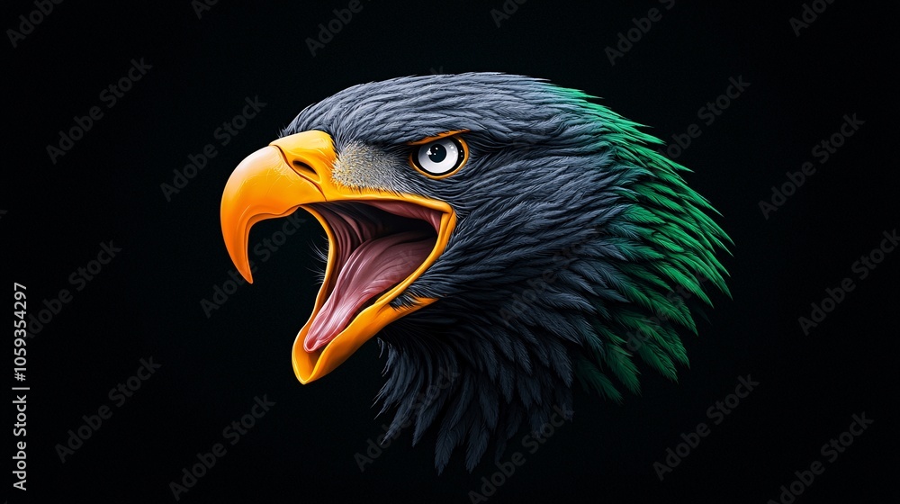 Obraz premium Majestic Eagle Basketball Logo Illustration on Transparent Background
