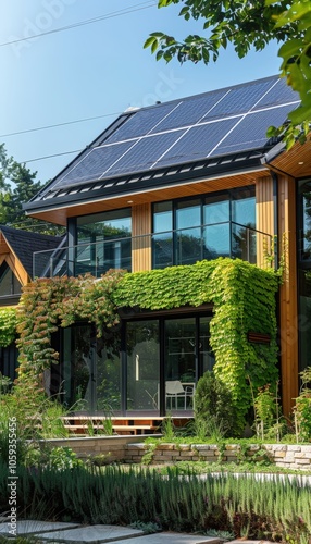 Wallpaper Mural Energy-Efficient Suburban Home with Solar Panels and Smart Energy Management Design Torontodigital.ca
