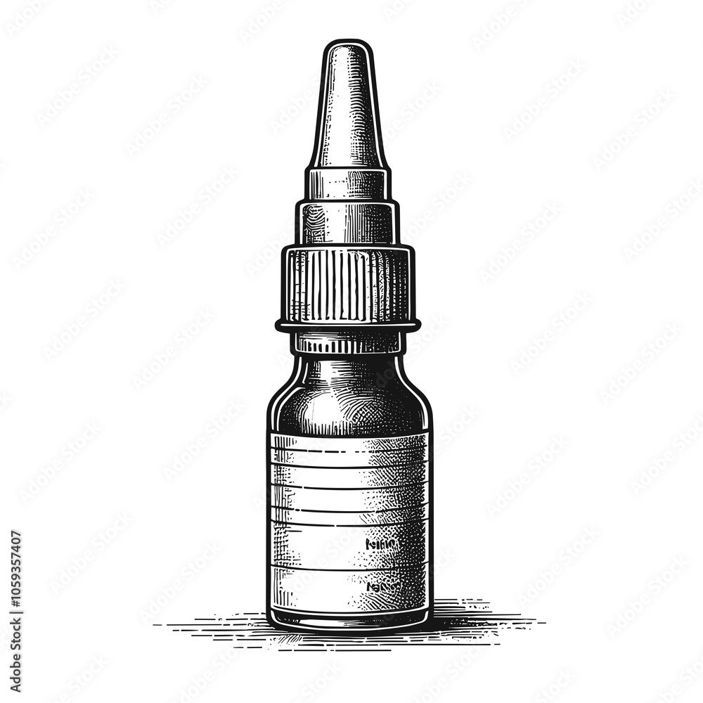 A hand-drawn sketch of A Nasal spray is presented as a vector illustration A hand-drawn sketch of A Nasal spray is presented as a vector illustration