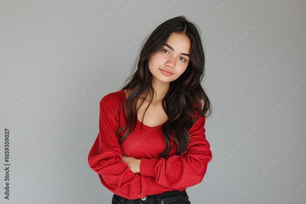 woman wearing her red hair on white background woman wearing her red hair on white background