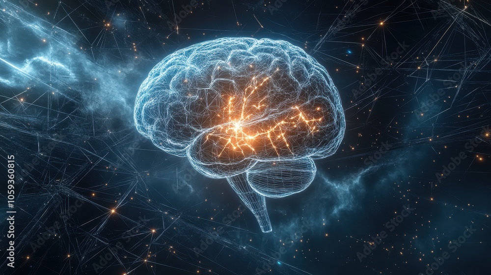 Human Silhouette with Glowing Brain Human Silhouette with Glowing Brain