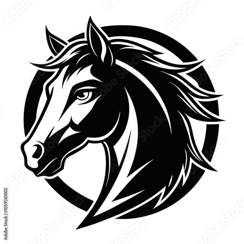 Horse head logo vector black silhouette illustration on white background