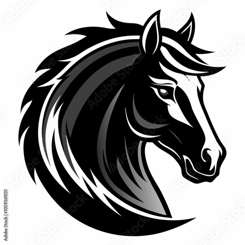 Horse head logo vector black silhouette illustration on white background