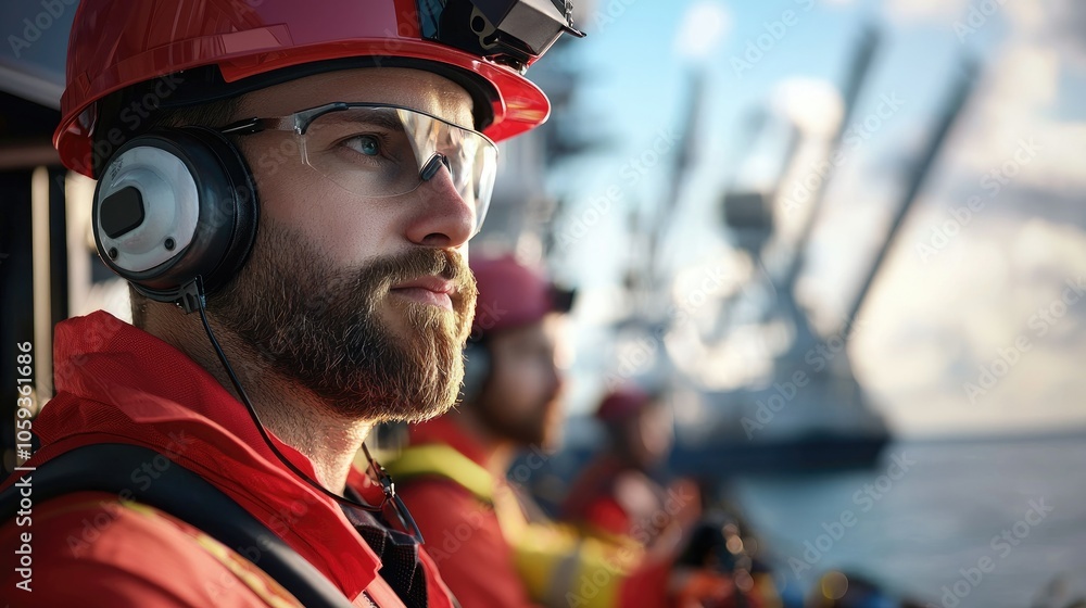 Focused maritime crew monitoring operations a closeup look at safety and efficiency on the water Focused maritime crew monitoring operations a closeup look at safety and efficiency on the water