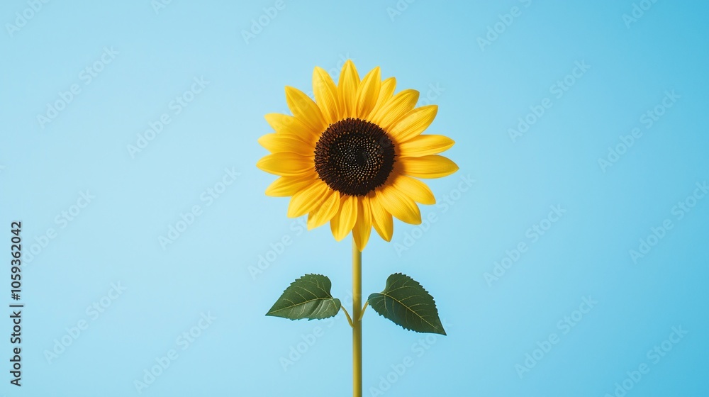 Brightly Blooming: Close-up of Isolated Yellow Sunflower with Intricate Petals and Seeds against Clear Blue Sky