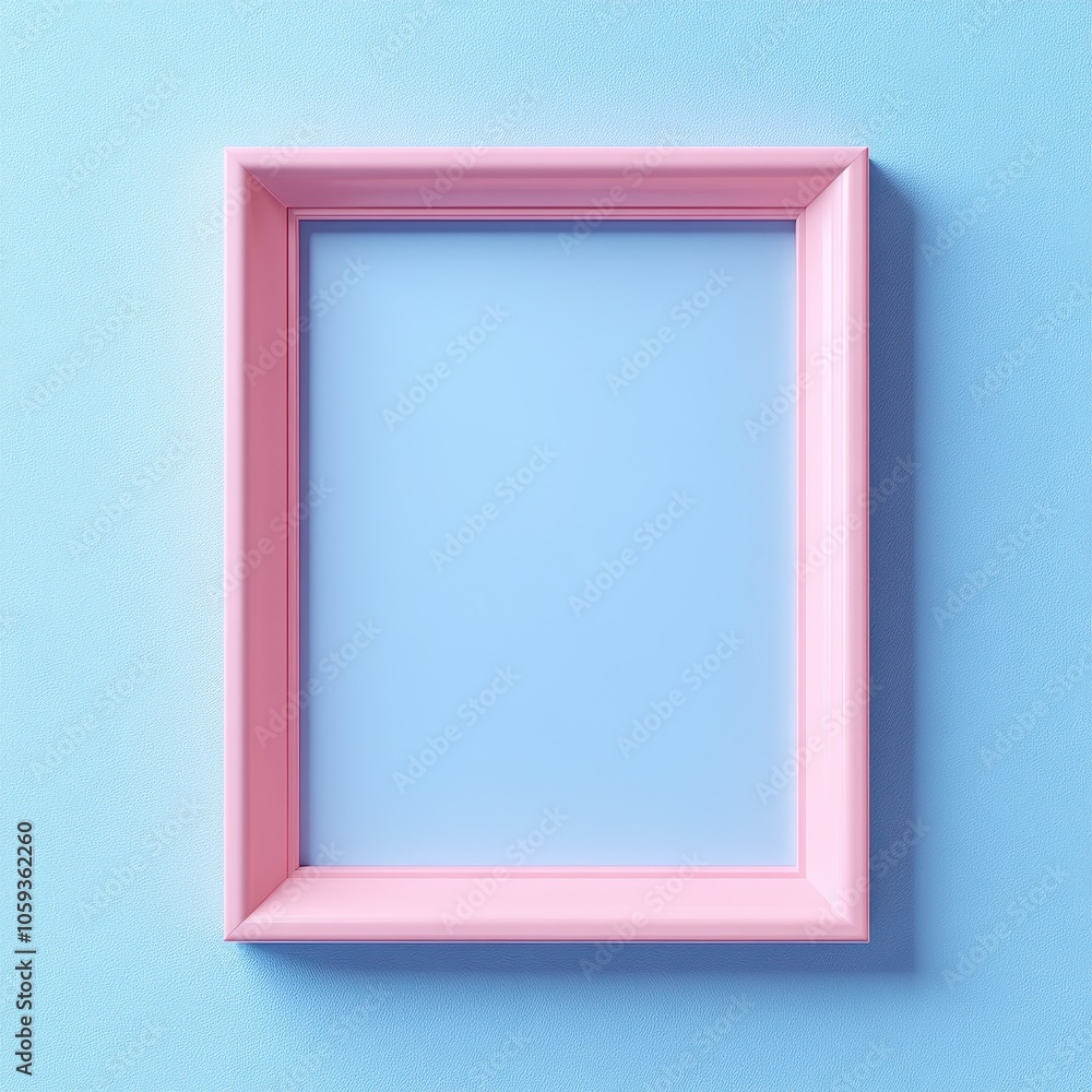 Minimalist Pastel Photo Frame on Soft Blue Background Minimalist Pastel Photo Frame on Soft Blue Background