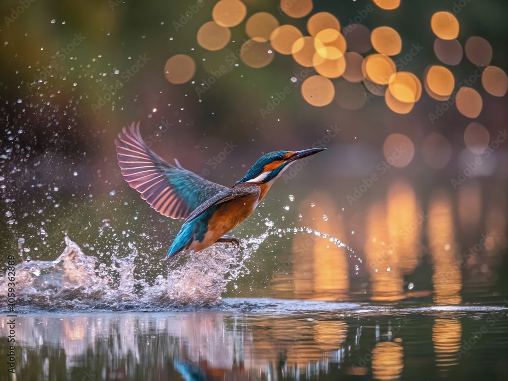Kingfisher Splashes Through Water in Dreamlike Bokeh Wonder Kingfisher Splashes Through Water in Dreamlike Bokeh Wonder