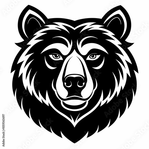 Bear head logo vector black silhouette illustration on white background