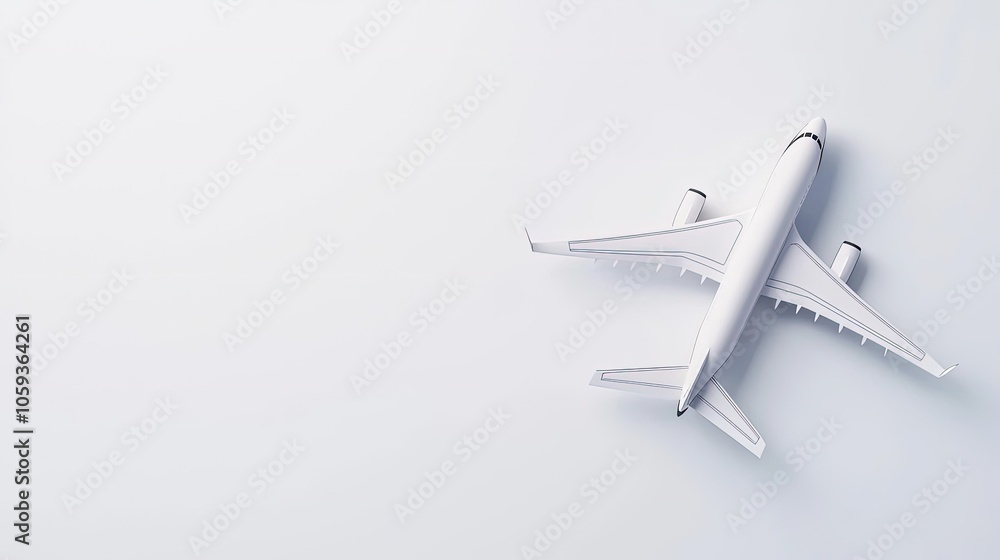 Aerial View of a White Passenger Airplane Aerial View of a White Passenger Airplane