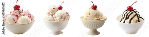 Delicious Ice Cream Bowls with Cherry Toppings
