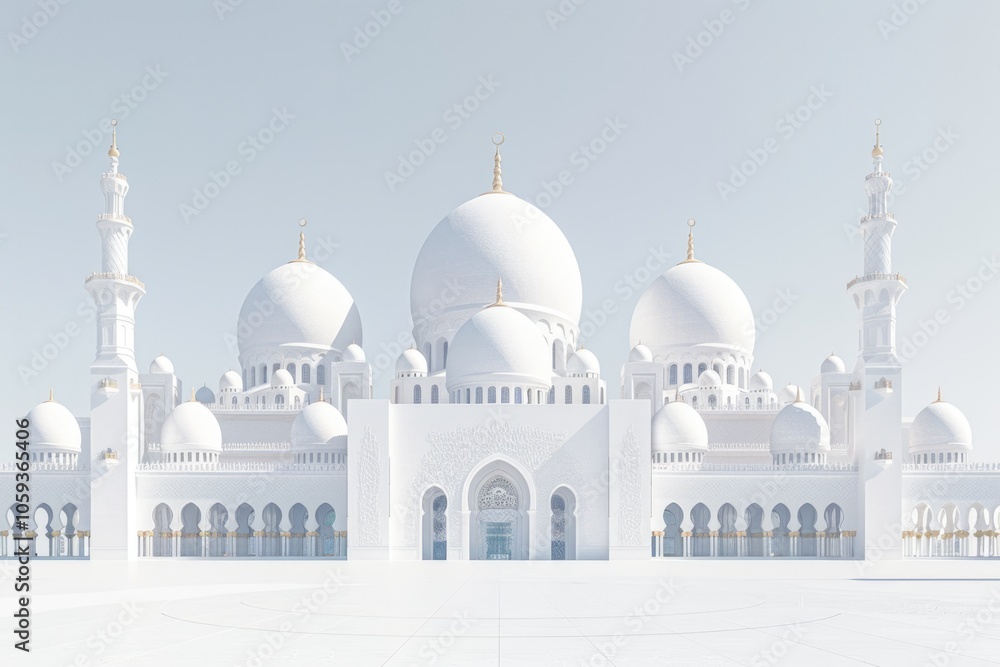 Fototapeta premium Abstract photography of Abu Dhabi grand mosque with golden moon.