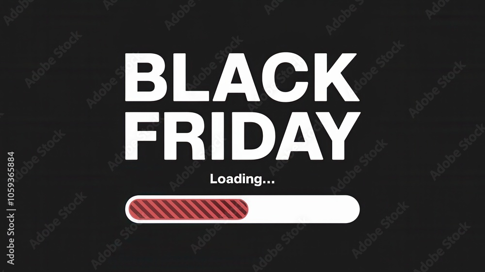 Obraz premium Black Friday Bold Text with Loading Bar and Forward Arrow Graphic