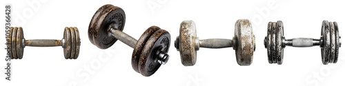 Isolated Dumbbells with Textured Grip on White Background