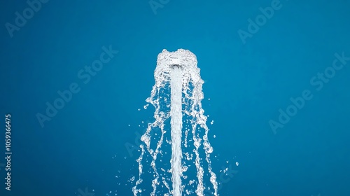A vibrant splash of water against a clear blue background, highlighting the beauty and fluidity of nature.