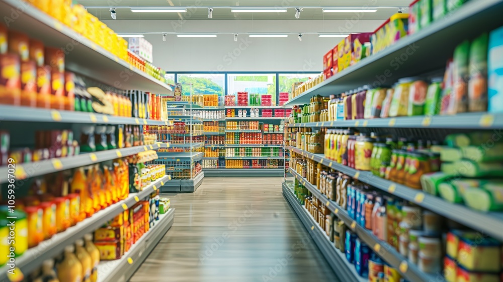 A grocery store with lots of goods on the shelves A grocery store with lots of goods on the shelves