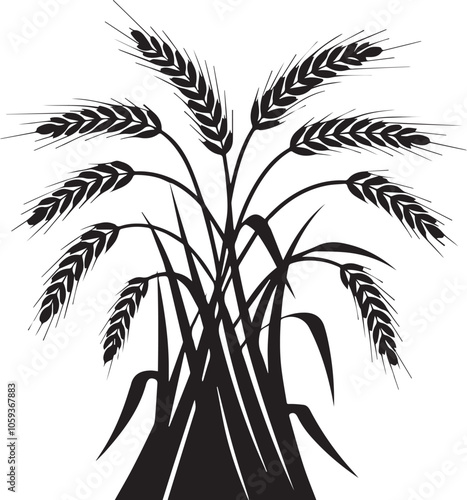 Download Elegant Wheat Tree Branch Vector Silhouette for Nature-Themed Designs and Agricultural Graphics on white background