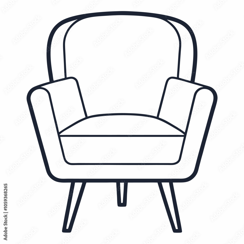 A simple yet elegant line drawing of an armchair, perfect for interior design projects, furniture illustrations, or creating a minimalist aesthetic. A simple yet elegant line drawing of an armchair, perfect for interior design projects, furniture illustrations, or creating a minimalist aesthetic.