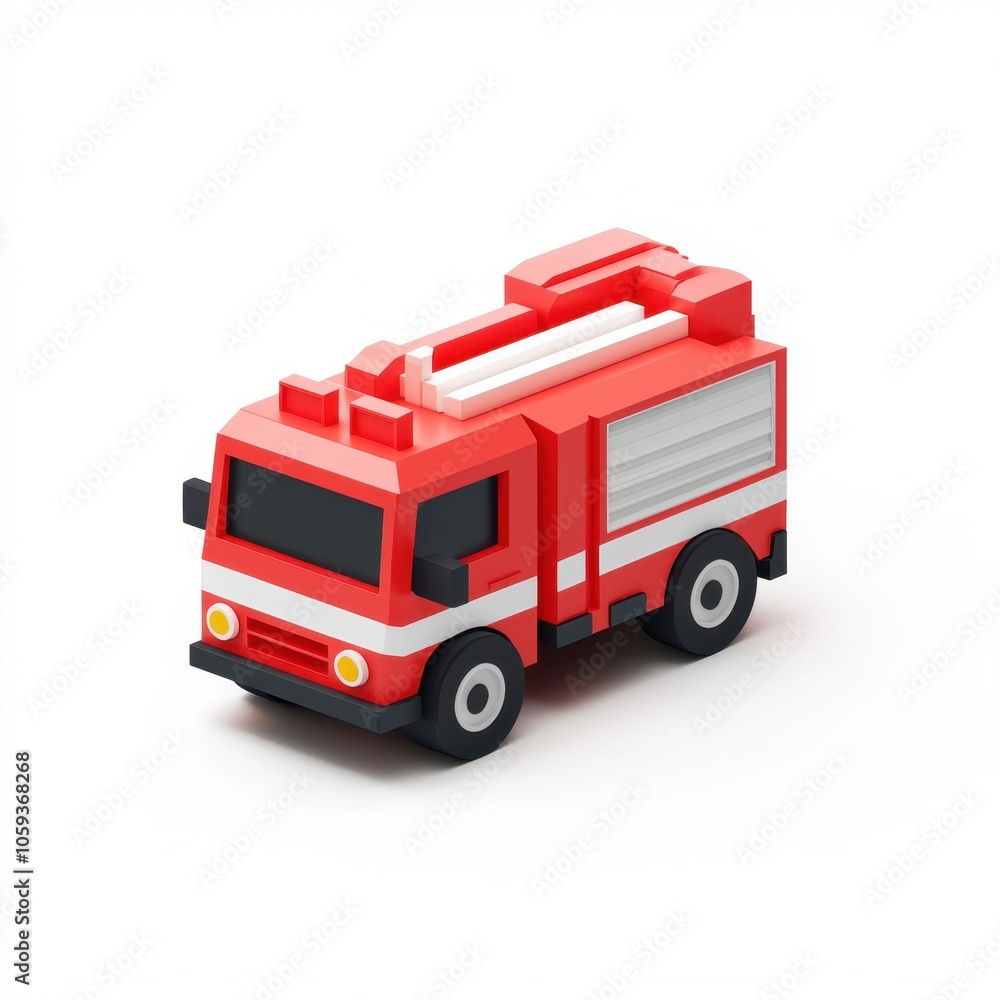 Minimalist Red Fire Truck Toy - Iconic Emergency Vehicle Design Minimalist Red Fire Truck Toy - Iconic Emergency Vehicle Design