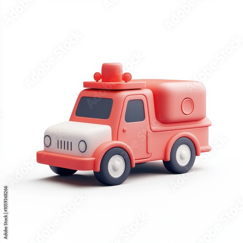 Wallpaper Mural Cute and Colorful Toy Fire Truck on White Background Torontodigital.ca