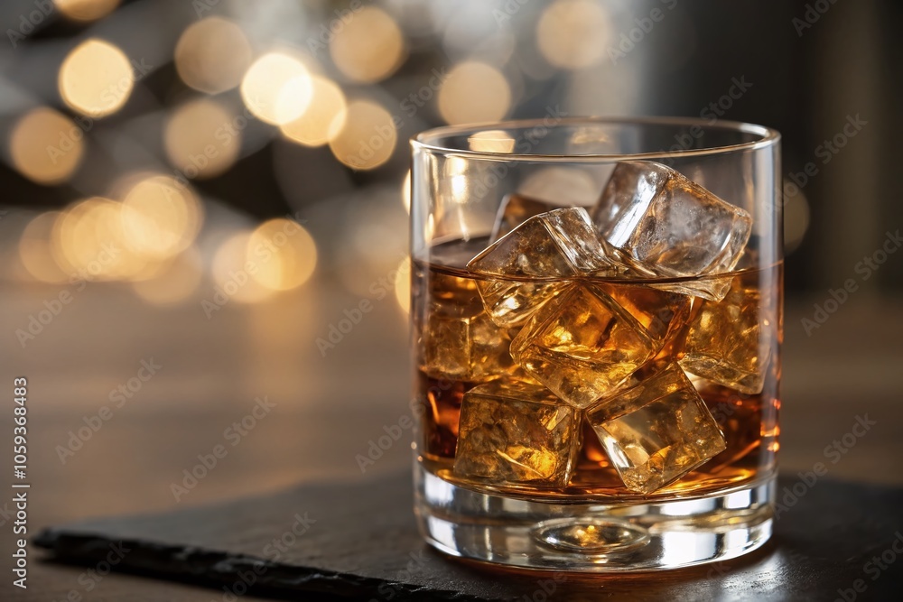 Macro Long Exposure of Whiskey in Glass with Ice for Captivating Beverage Photography Macro Long Exposure of Whiskey in Glass with Ice for Captivating Beverage Photography