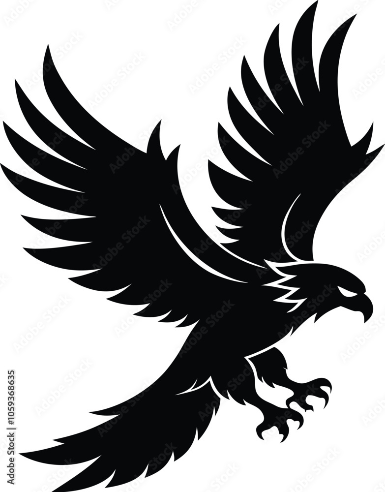 Vector silhouette of flying Eagle an white background Vector silhouette of flying Eagle an white background