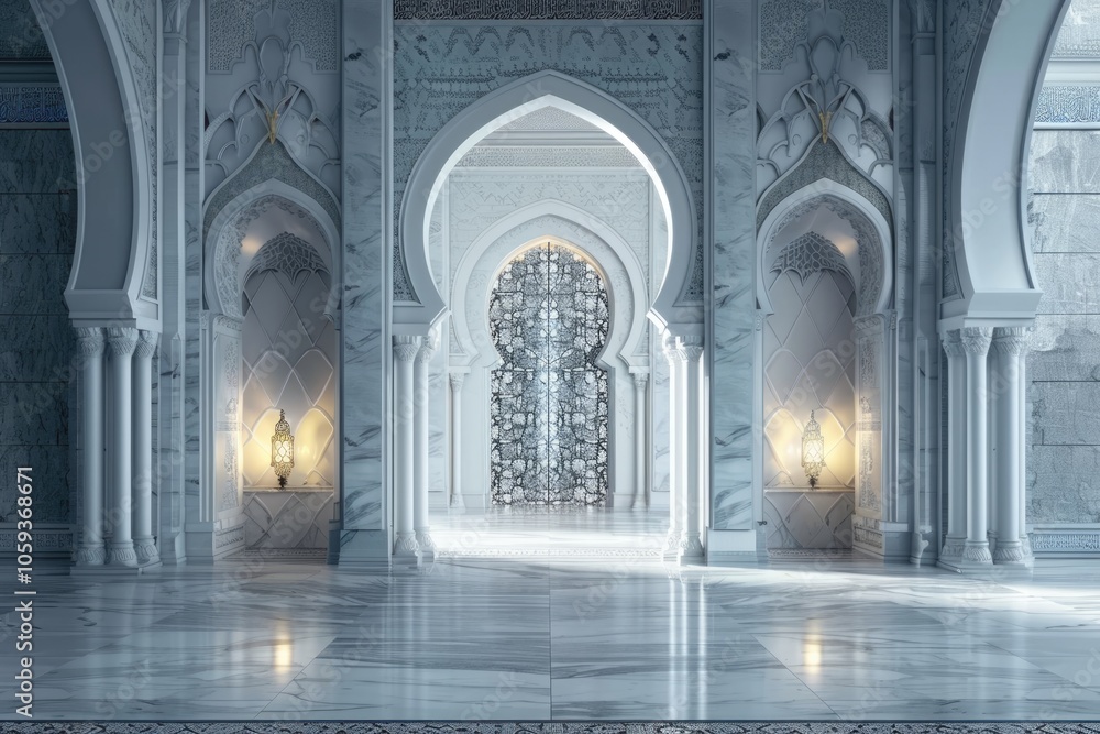 Fototapeta premium Islamic background for mosque during Ramadan social media posts.