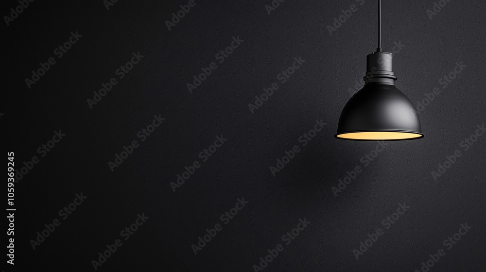 Moody Elegance - Black Wallpaper with Single Pendant Light Creating Dramatic Lighting Effects Moody Elegance - Black Wallpaper with Single Pendant Light Creating Dramatic Lighting Effects