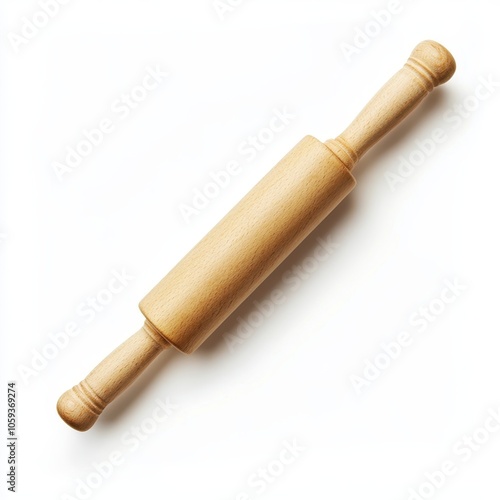 A classic wooden rolling pin, commonly used in baking for flattening dough and pastry preparation.