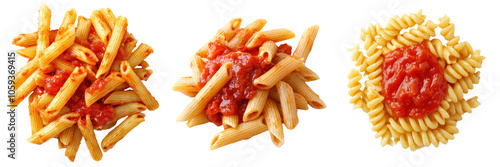 Pasta with Marinara Sauce on White Background