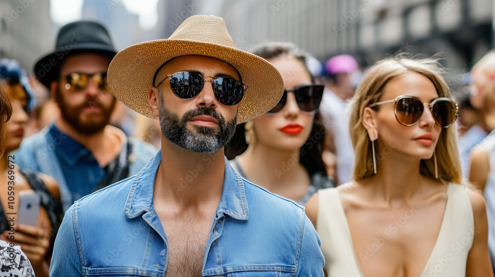 A fashionable man in New York Fashion Week A fashionable man in New York Fashion Week